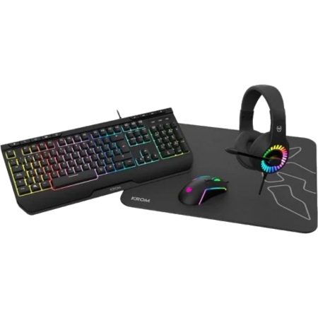 Pack Gaming Krom Kenya Combo 4 en 1  | Teclado | Raton | Cascos | Alfombrilla Gaming
