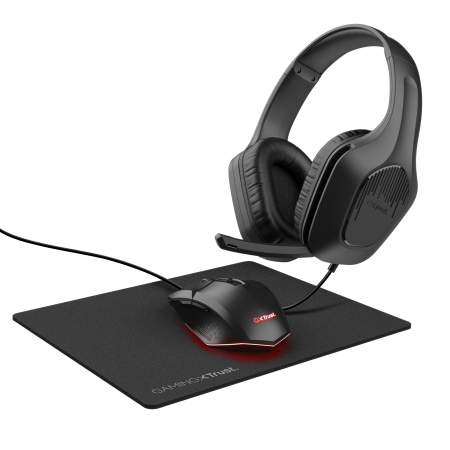 Pack Gaming Trust Tridox 3 en 1 | Cascos Gaming | Raton Gaming | Alfombrilla